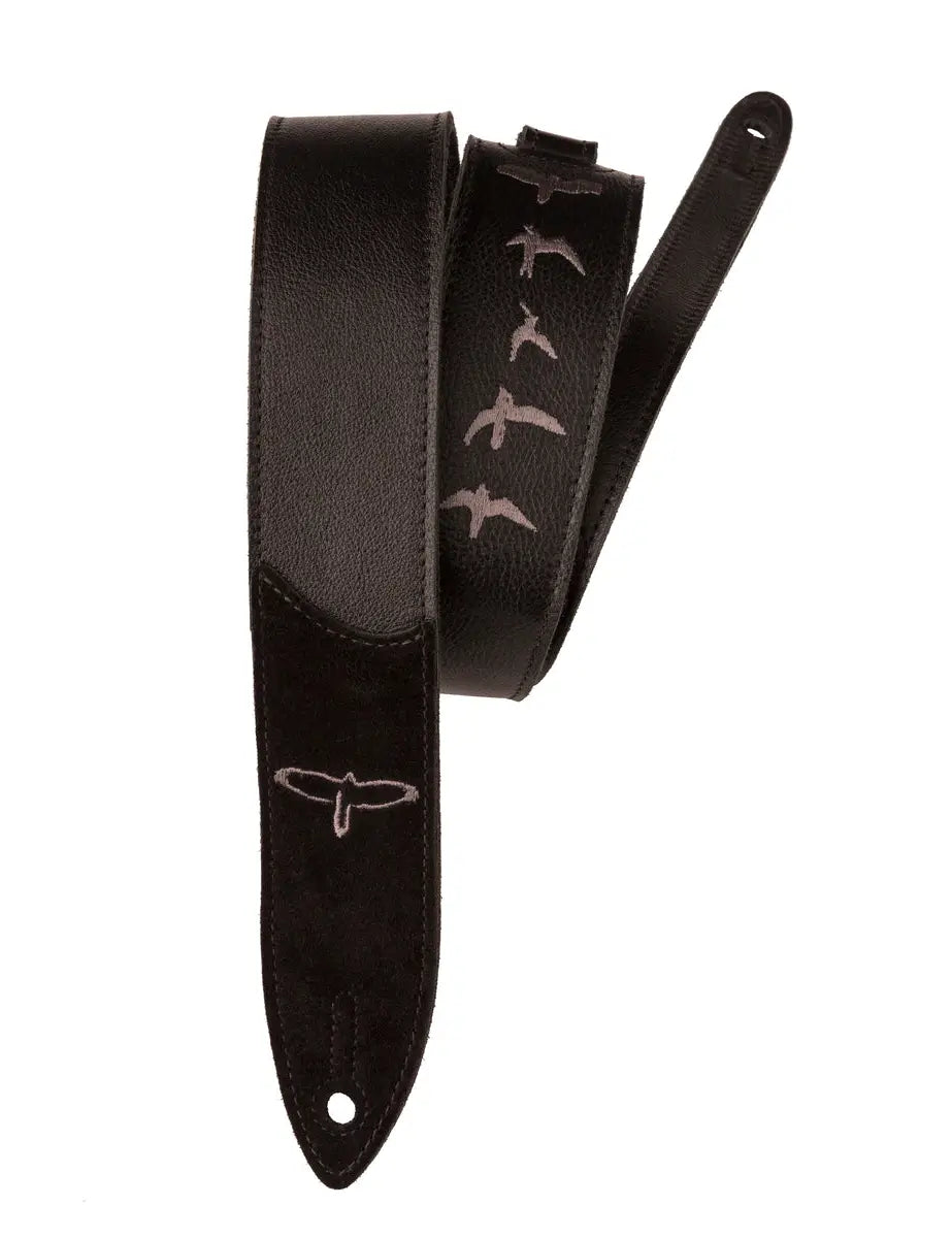 PRS Premium Leather Strap, Birds Emroidery, Black
