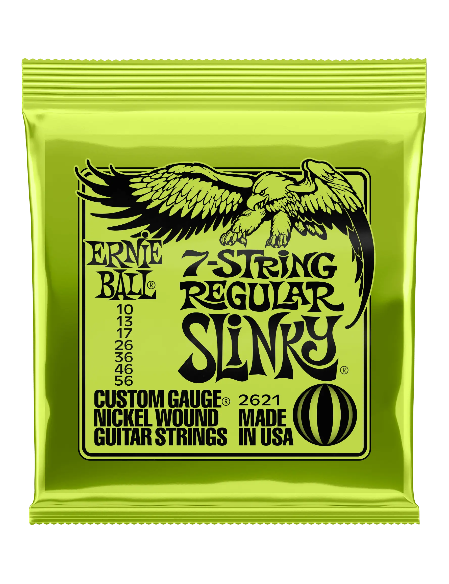 Ernie Ball P02621 Regular Slinky 7- String Nickel Wound Electric Guitar - 10-56