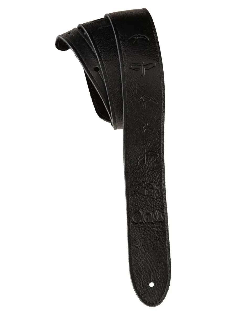 PRS 2" PRS Leather Strap, Embossed Birds, Black