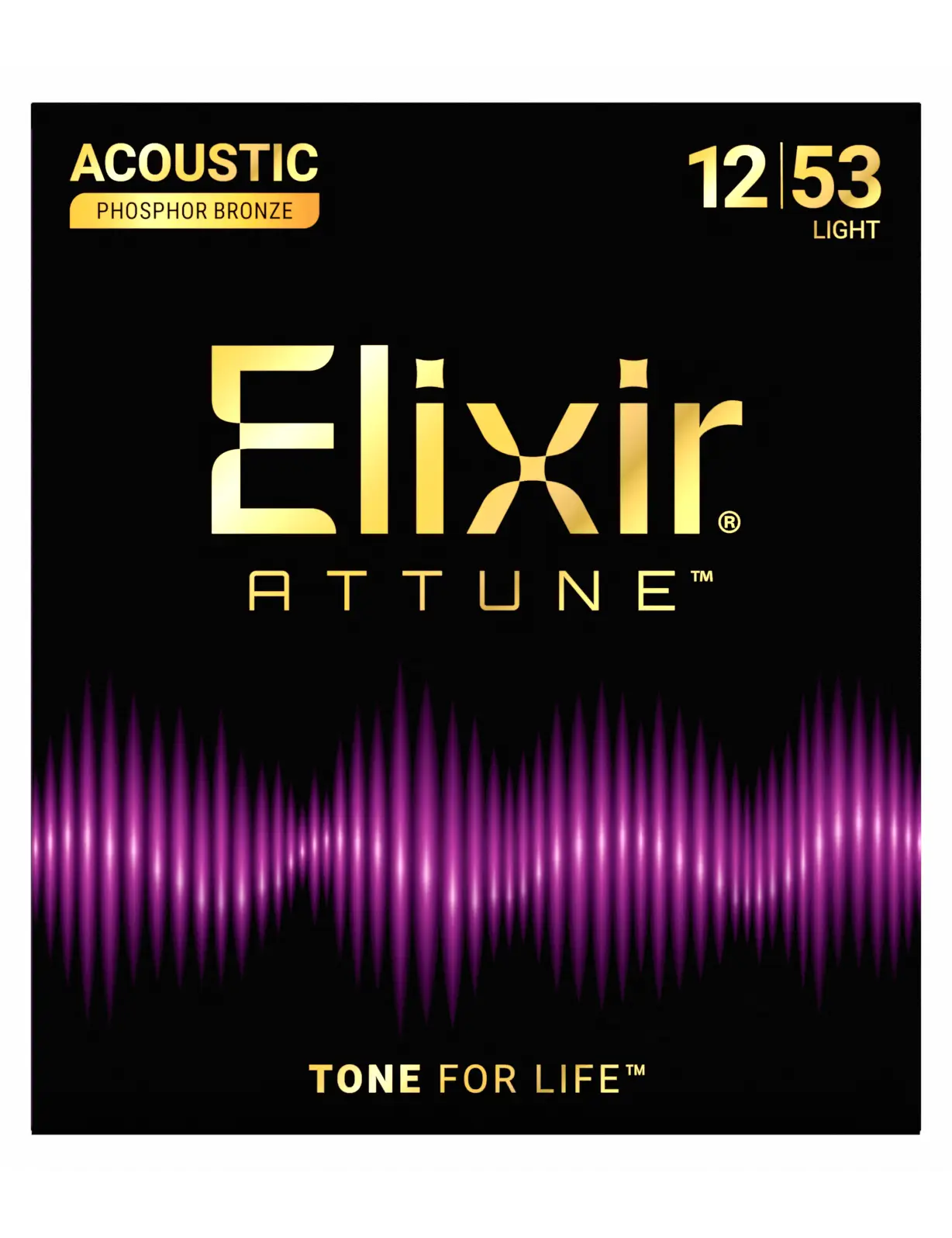 Elixir Strings 21052 Attune Phosphor Bronze Acoustic Guitar Strings Light 12-53