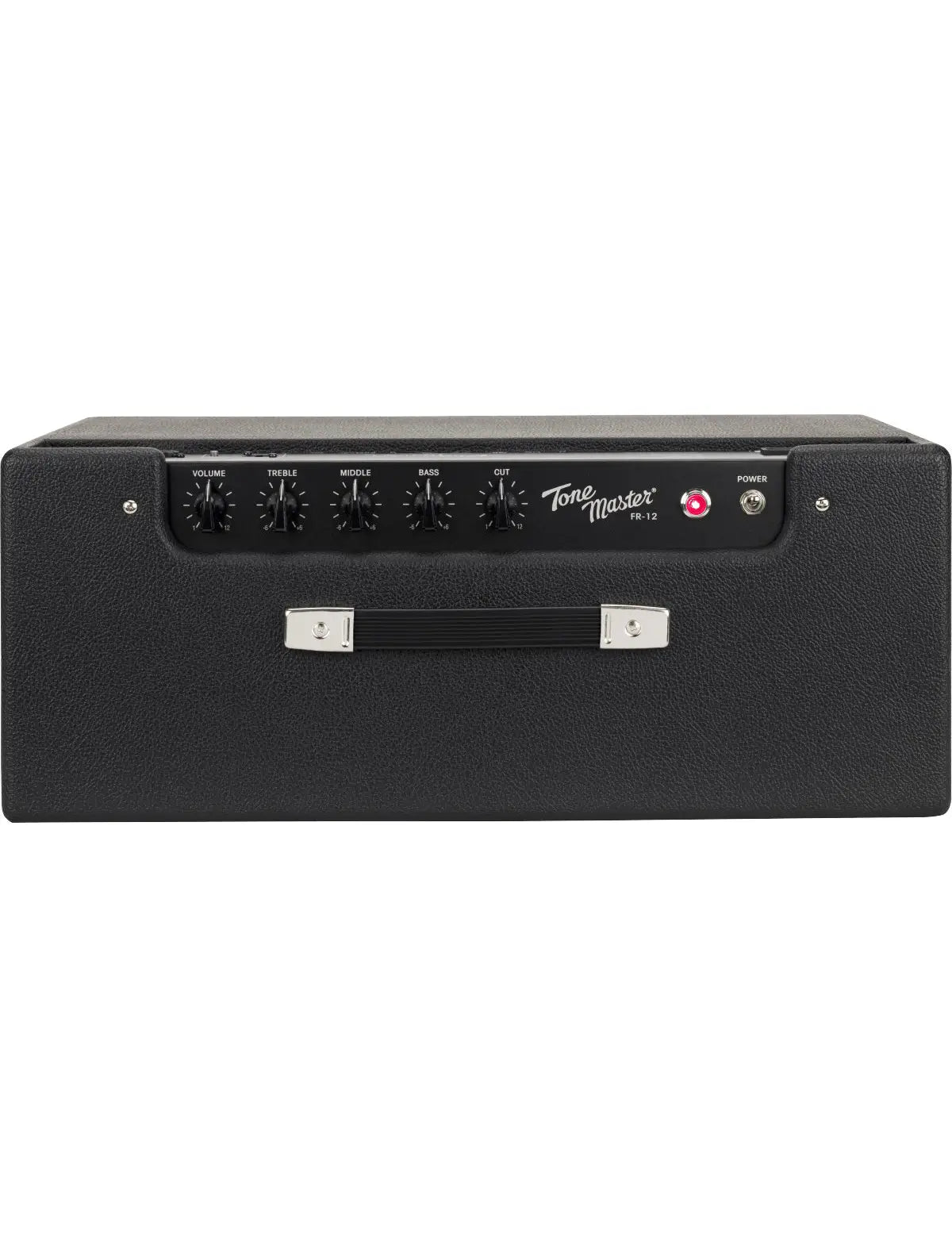 Close-up of Fender Tone Master FR-12 control knobs and switches