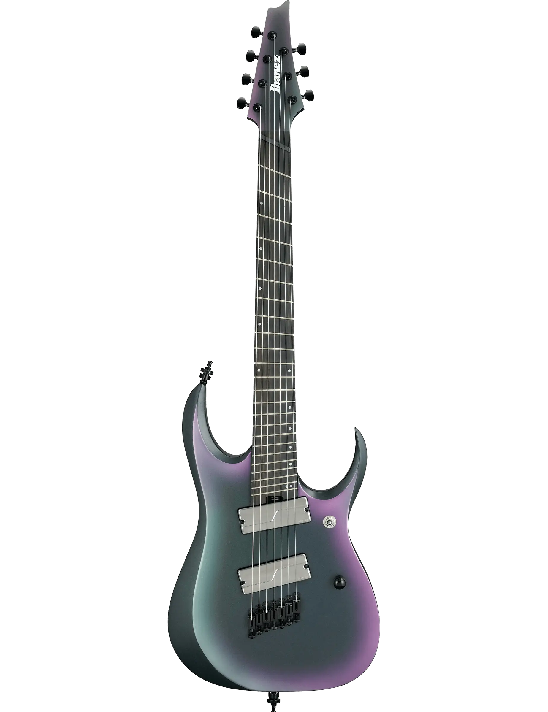 Ibanez RGD71ALMS 7-string multiscale electric guitar in Black Aurora Burst Matte finish.
