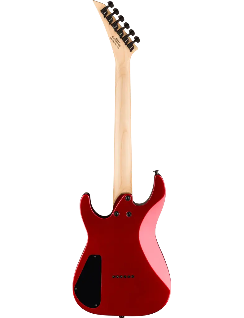 Jackson JS Series Dinky Minion JS1X back view showing bolt-on maple neck and red finish