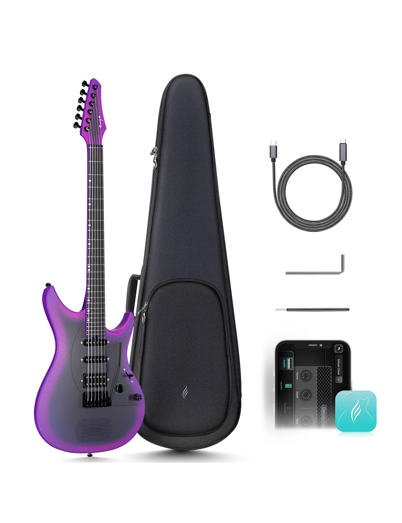 ENYA エンヤ Inspire Purple アンプ内蔵エレキ Enya Inspire – Guitarstore.ae